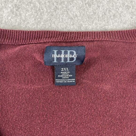 Harbor Bay Red V-Neck Pullover Long Sleeve Knit Sweater Men's Size 2XL - Picture 2 of 7